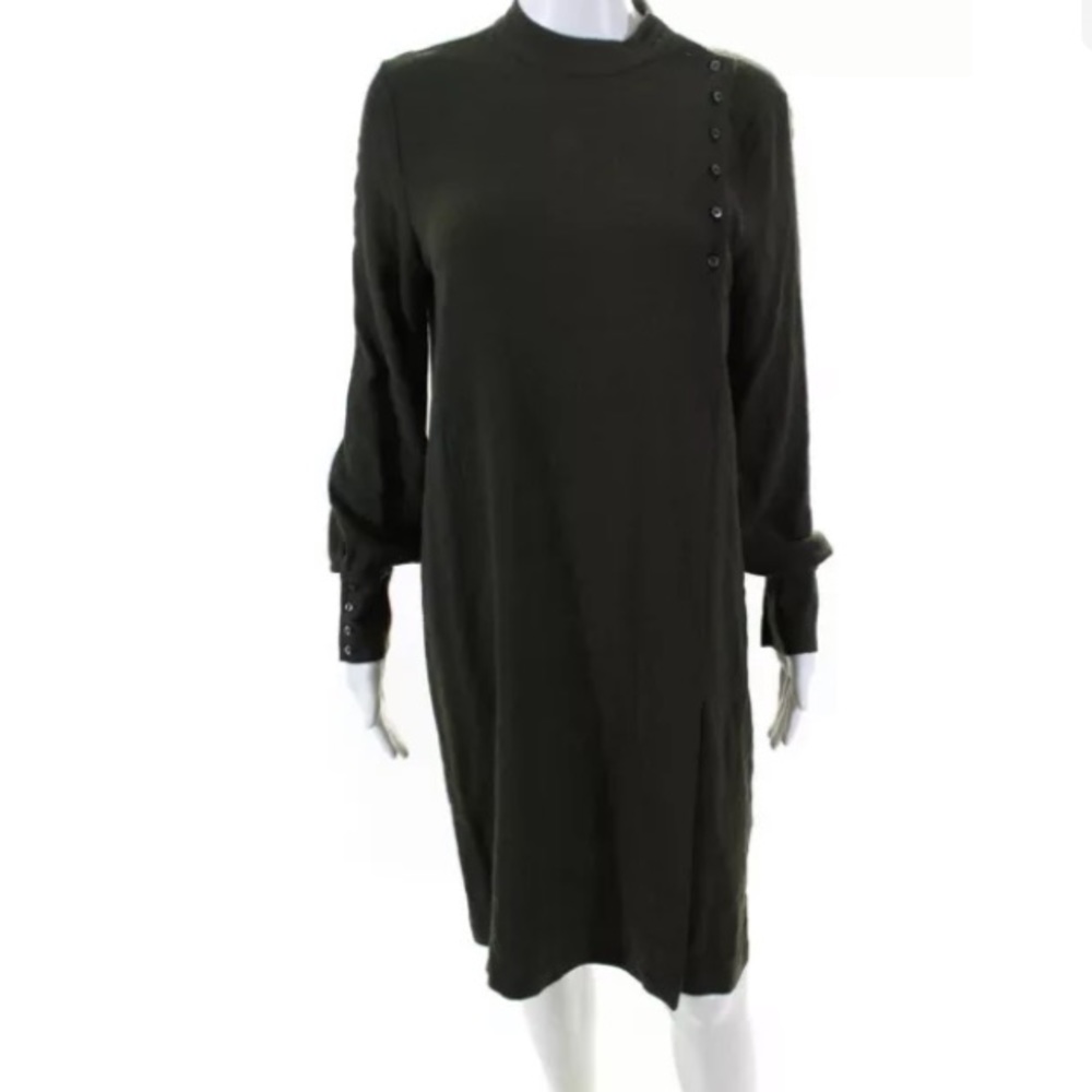 Set Long Sleeve Asymmetric Shift Dress Green 6